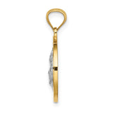 14K and White Rhodium with Greek Key Edge Jesus Medal C4710