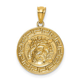 14K and White Rhodium with Greek Key Edge Jesus Medal C4710