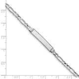 14k White Gold Polished Solid Chain/Solid Plate Figaro Link 25x5mm Plate 7 inch ID Bracelet FG100IDW
