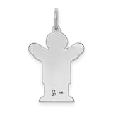 14k White Gold The Kids Small Boy with Haircut Engravable Love Charm XK1114W