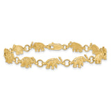 14k Polished and Textured Elephant 7 inch Bracelet FB397