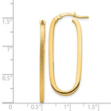 14k 2x37mm Polished and Satin Oval Tube Hoop Earrings TF1390