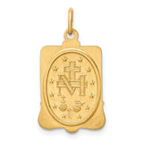 14k Polished and Satin Solid Miraculous Medal Rectangular Pendant XR1746
