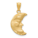 14k Satin Diamond-cut Moon Charm C137