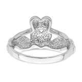 14k White Gold Mens Polished Claddagh Ring K4775