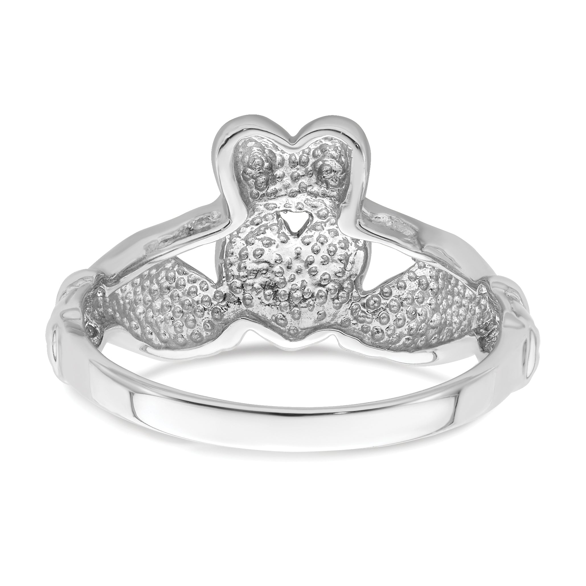 14k White Gold Mens Polished Claddagh Ring K4775