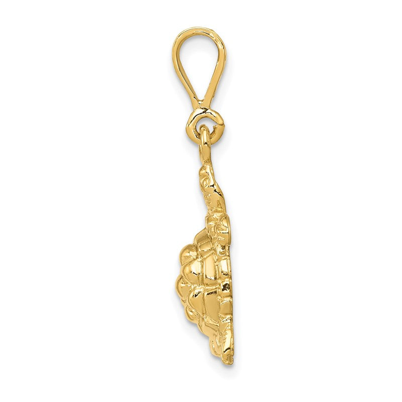14k Solid Polished Open-Backed Sea Turtle Charm C2543