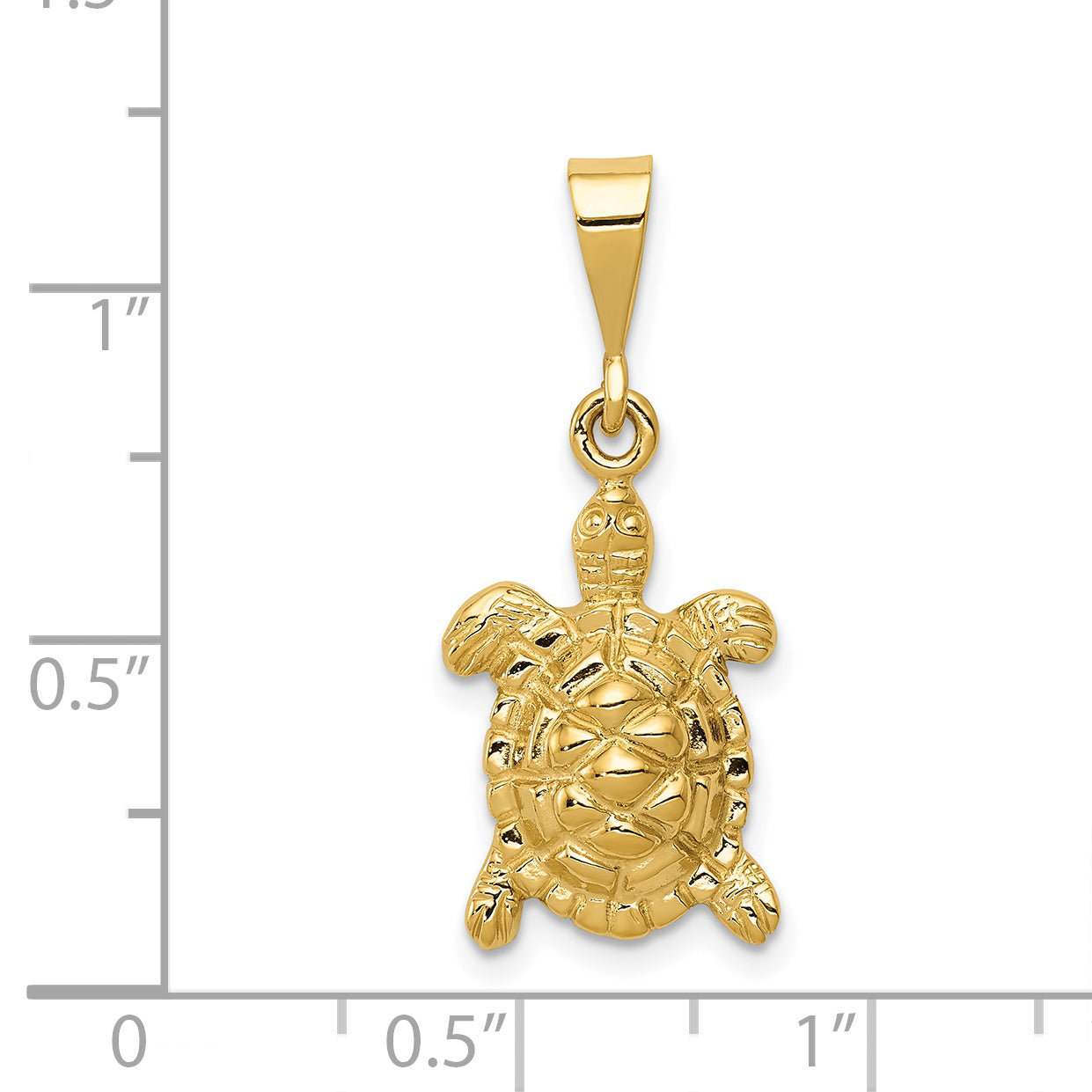 14k Solid Polished Open-Backed Sea Turtle Charm C2543