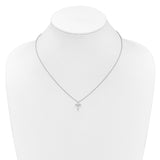 14k White Gold 1/4 carat Diamond Cross Pendant 18 inch Necklace PM1000