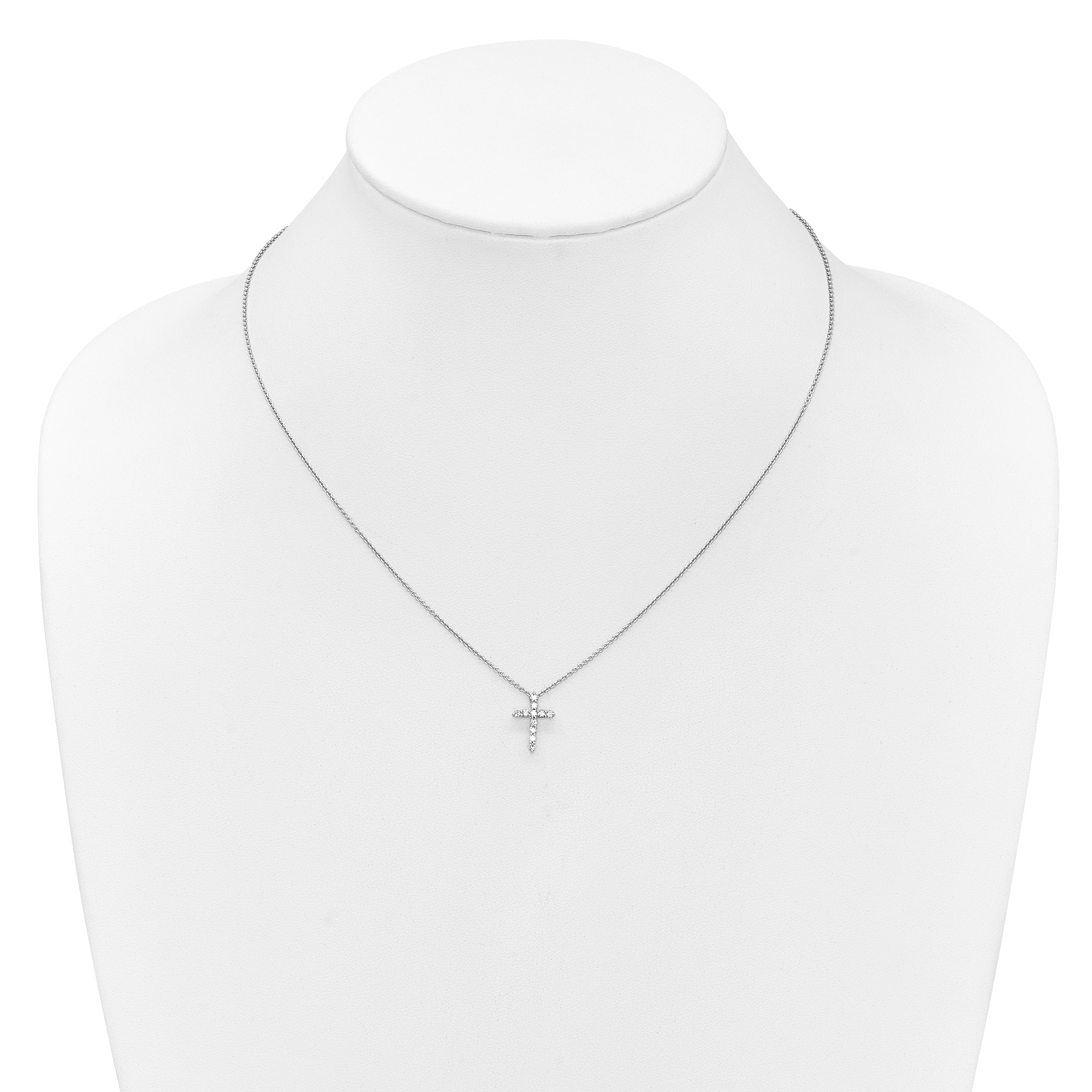 14k White Gold 1/4 carat Diamond Cross Pendant 18 inch Necklace PM1000