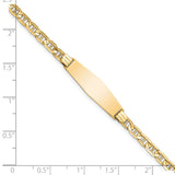 14k Polished Solid Chain/Solid Plate Anchor Link Soft Diamond Shape 24.5x7.5mm Plate 7 inch ID Bracelet LID60C