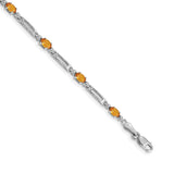14k White Gold Complete Diamond and Oval Amethyst Fancy Link 7 inch Bracelet BM4492