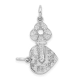 14K White Gold Polished 2-Piece Break-Apart HE WHO HOLDS THE KEY CAN UNLOCK MY HEART Charm WCH2