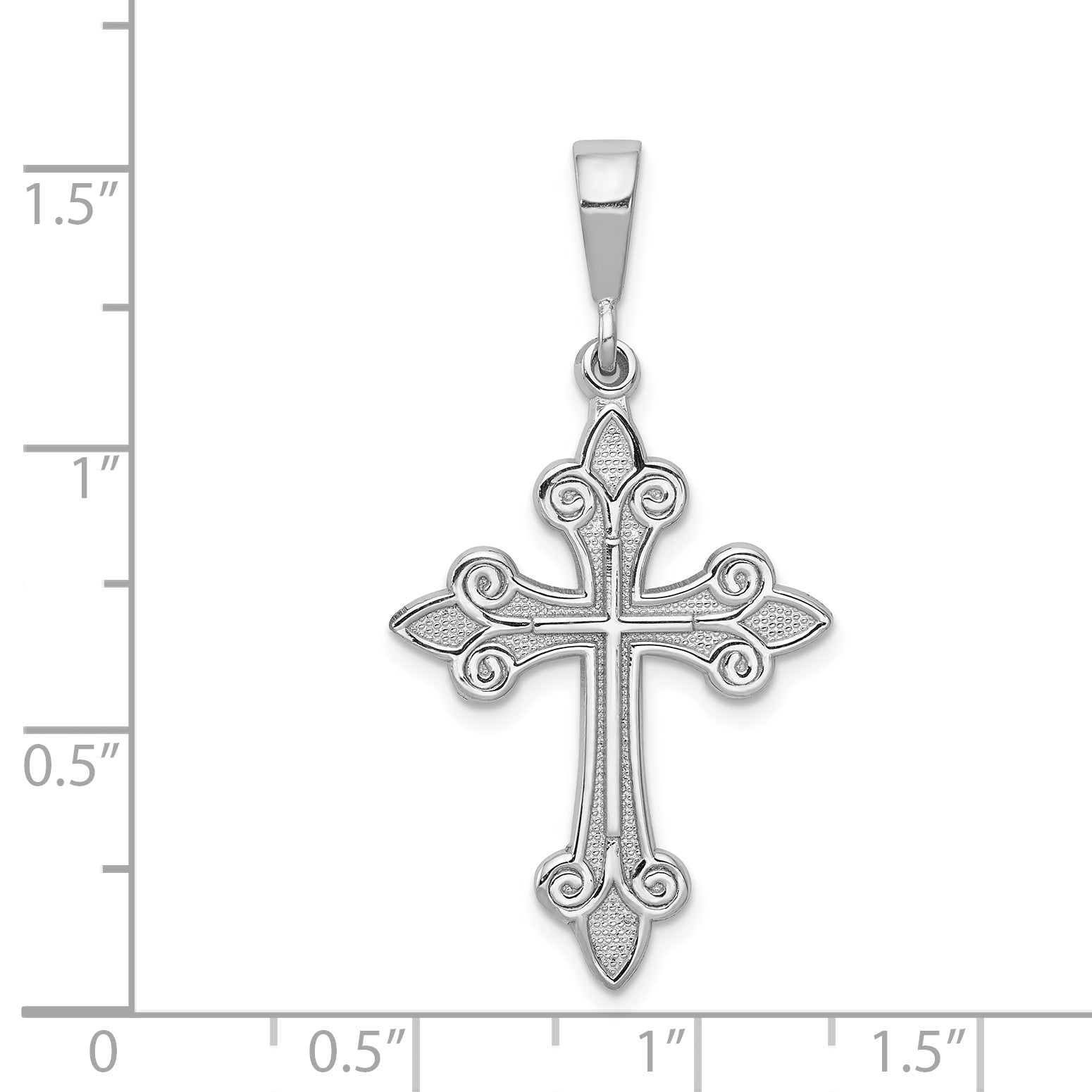 14k White Gold Fleur de Lis Cross Pendant K374