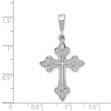 14k White Gold Fleur de Lis Cross Pendant K374