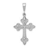 14k White Gold Fleur de Lis Cross Pendant K374
