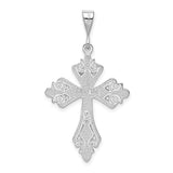14k White Gold Fleur de Lis Cross Pendant K374
