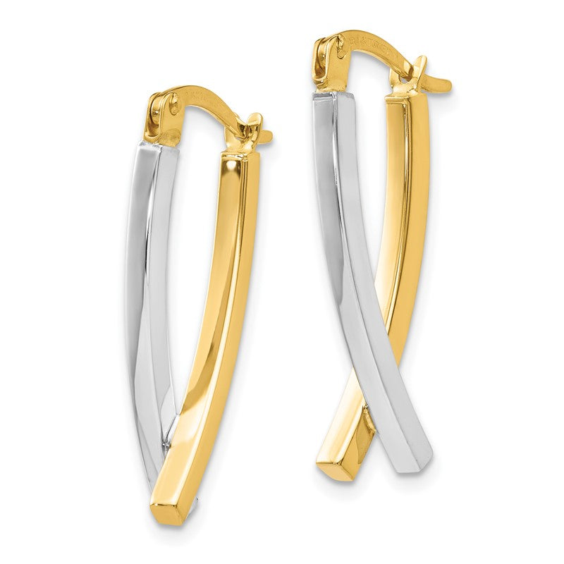 14K Two-tone Hinged Tube Earrings PRE339