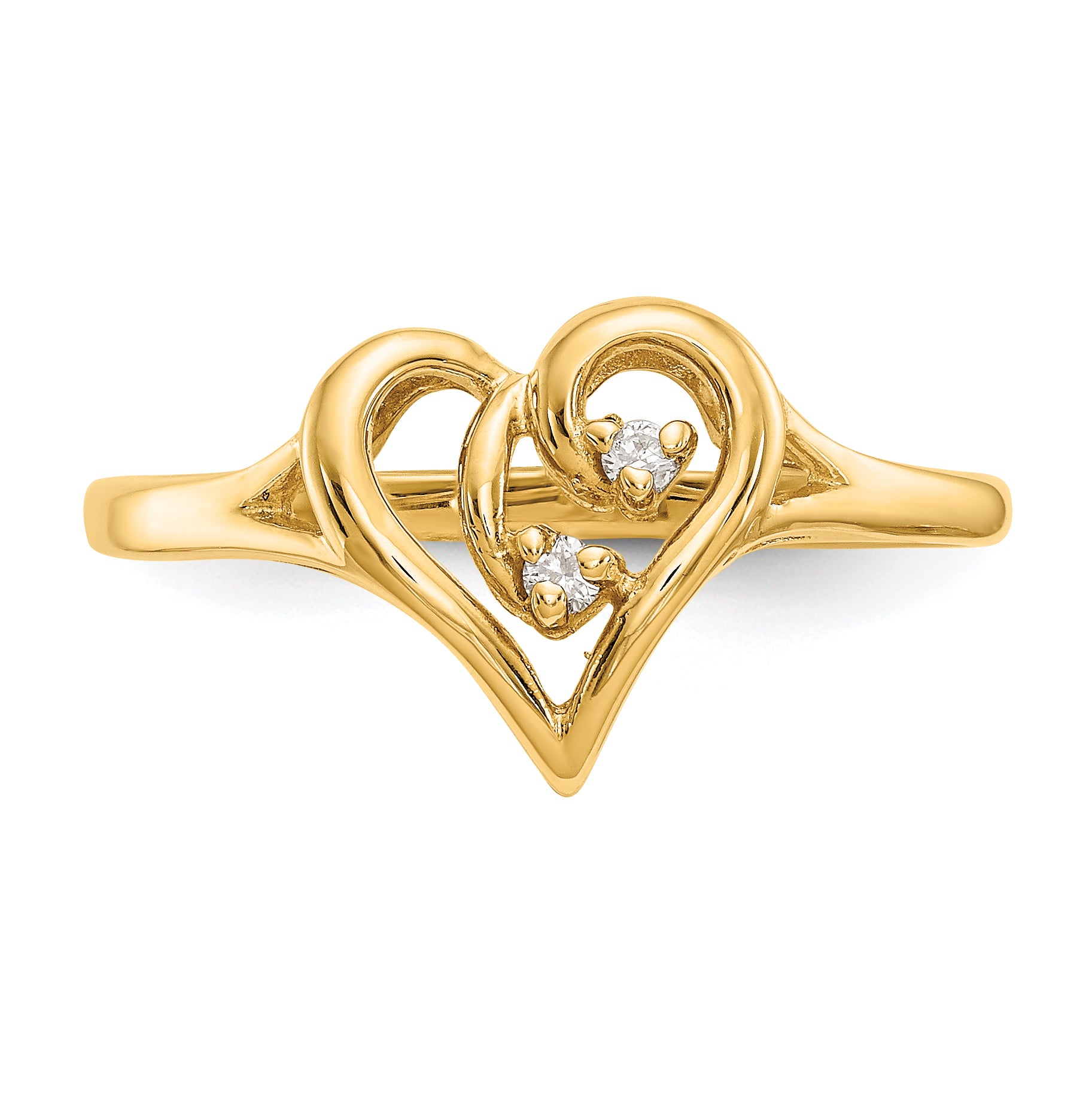 14k Polished AAA Diamond Swirled Heart Ring Y1774AAA