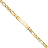 14k Polished Solid Chain/Solid Plate Flat Figaro Link 27.5x5.5mm Plate 7 inch ID Bracelet LID76