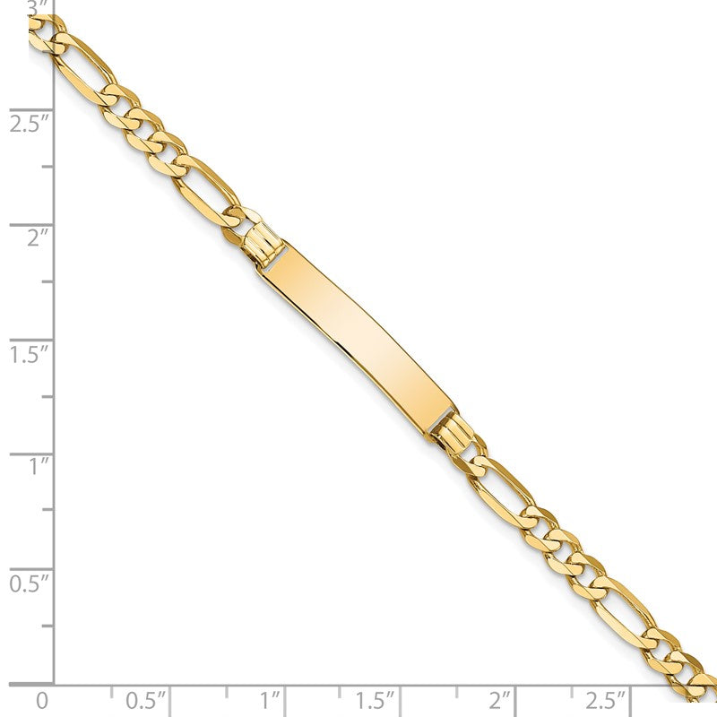 14k Polished Solid Chain/Solid Plate Flat Figaro Link 27.5x5.5mm Plate 7 inch ID Bracelet LID76