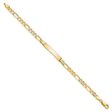 14k Polished Solid Chain/Solid Plate Flat Figaro Link 27.5x5.5mm Plate 7 inch ID Bracelet LID76