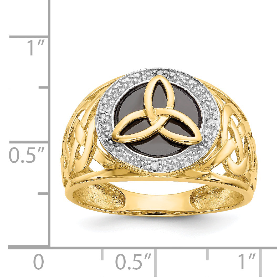 14k and White Rhodium Onyx Diamond Trinity Knot Ring K3857