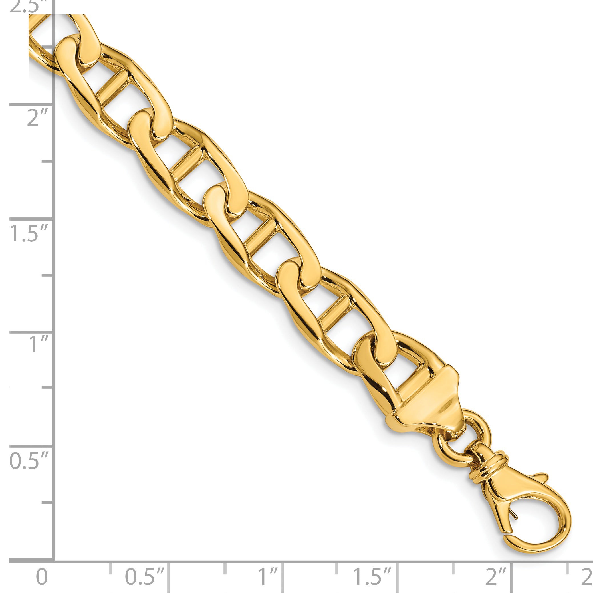 14K 20 inch 9mm Hand Polished Fancy Anchor Link with Fancy Lobster Clasp Chain LK101