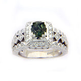Natural 1.29Ct Alexandrite Halo Ring in 14K White Gold