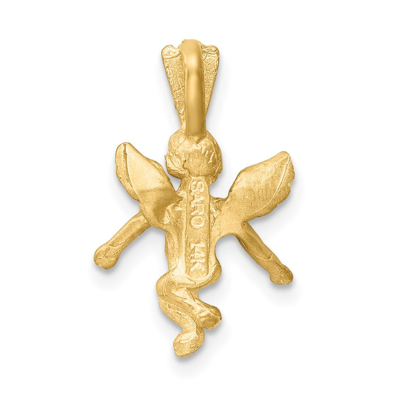 14k  3-D Satin and Diamond-Cut Angel Charm M246