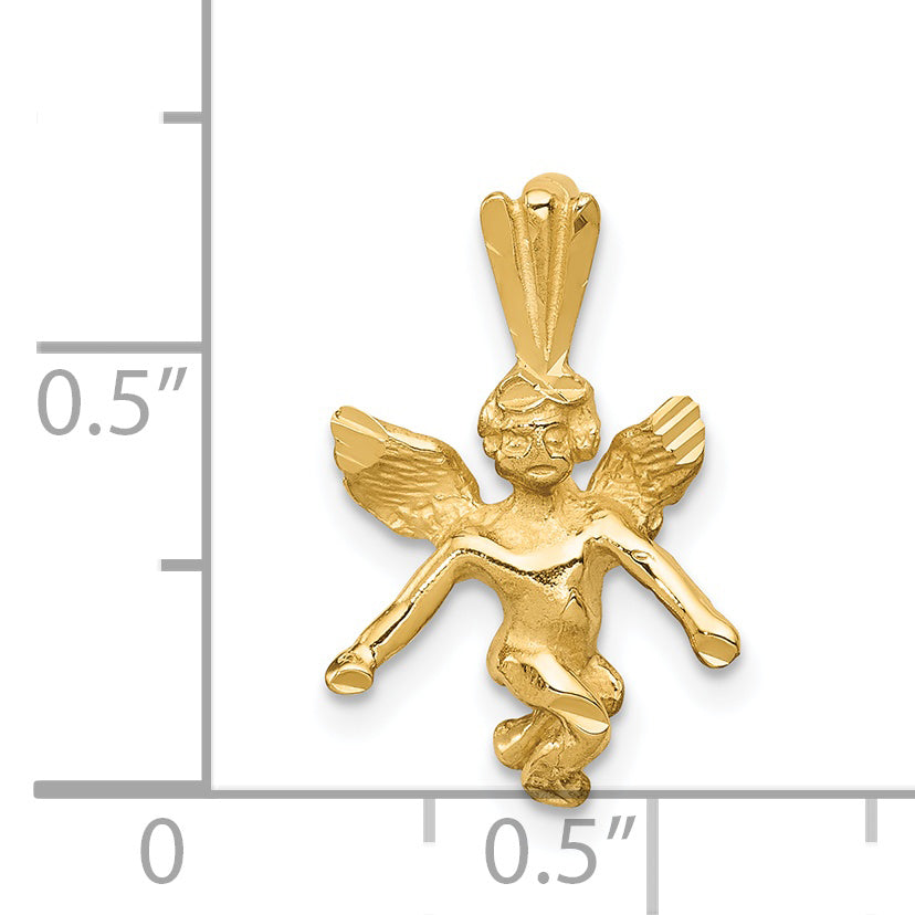 14k  3-D Satin and Diamond-Cut Angel Charm M246