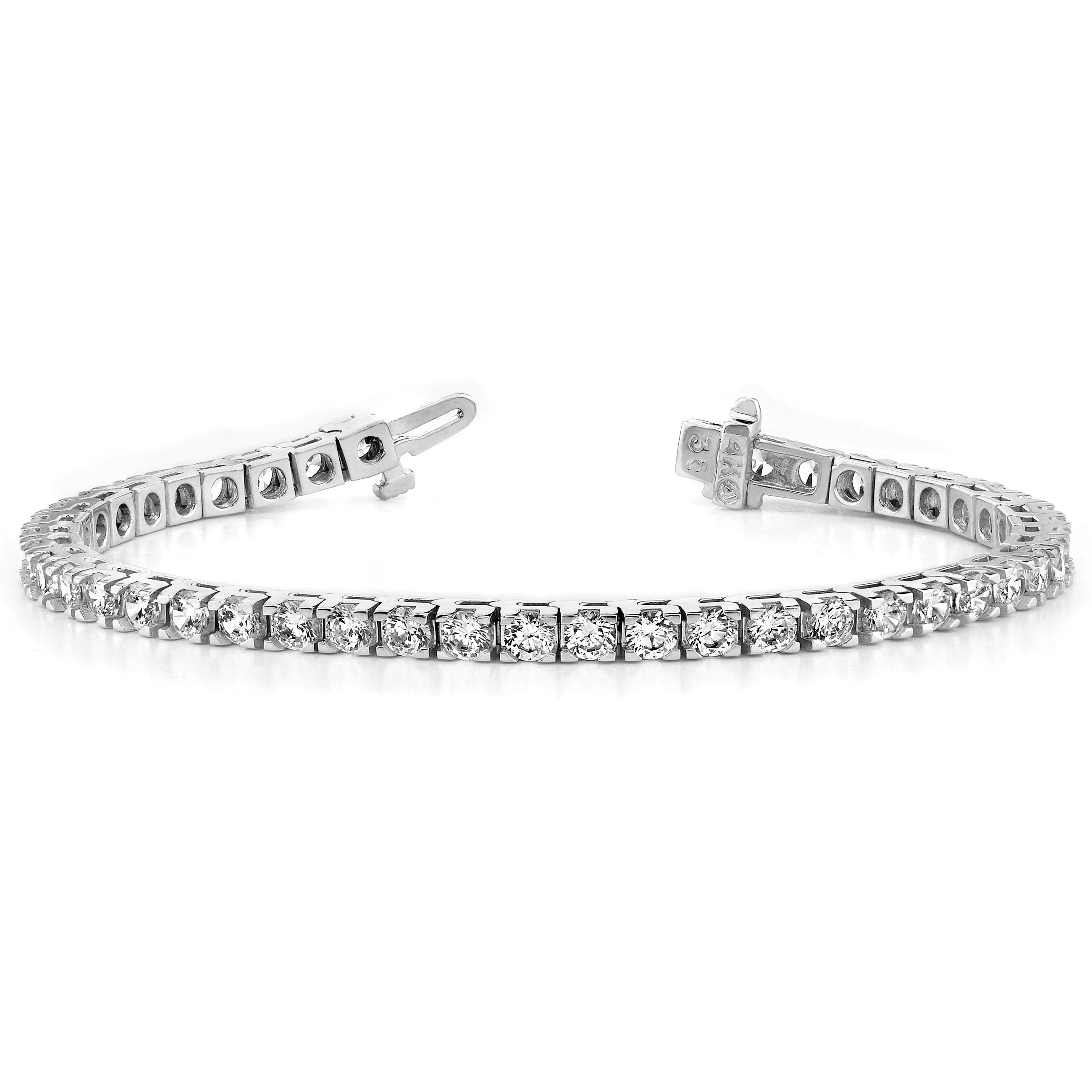 14k White Gold Complete 17 carat Round AAA Diamond 4-prong 7 inch Tennis Bracelet X2048WAAA
