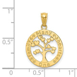 14k Polished ONE FAMILY MANY HEARTS Tree Pendant K5945