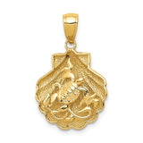14k Sea Turtle in a Shell Pendant D4394