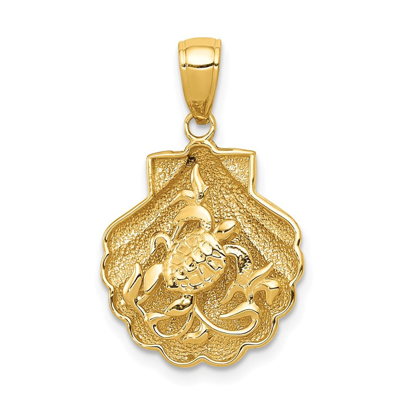 14k Sea Turtle in a Shell Pendant D4394