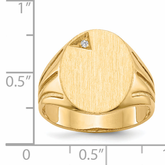 14k .01ct. AA Diamond 14.0x16.0mm Oval Open Back Mens Signet Ring RS177AA