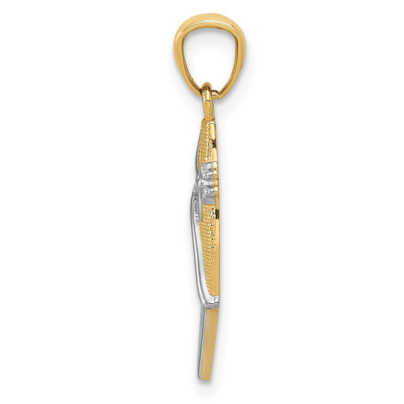 14K and White Rhodium Ballet Shoe Pendant YC524