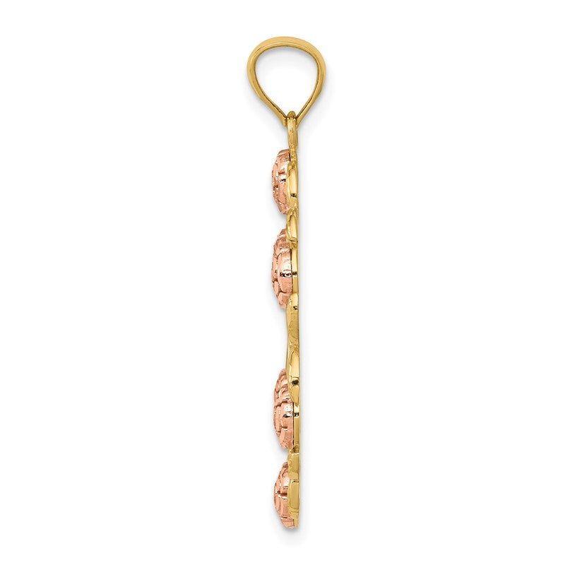 14K Two-Tone with White Rhodium Our Lady Of Guadalupe with Flowers Oval Pendant K6351