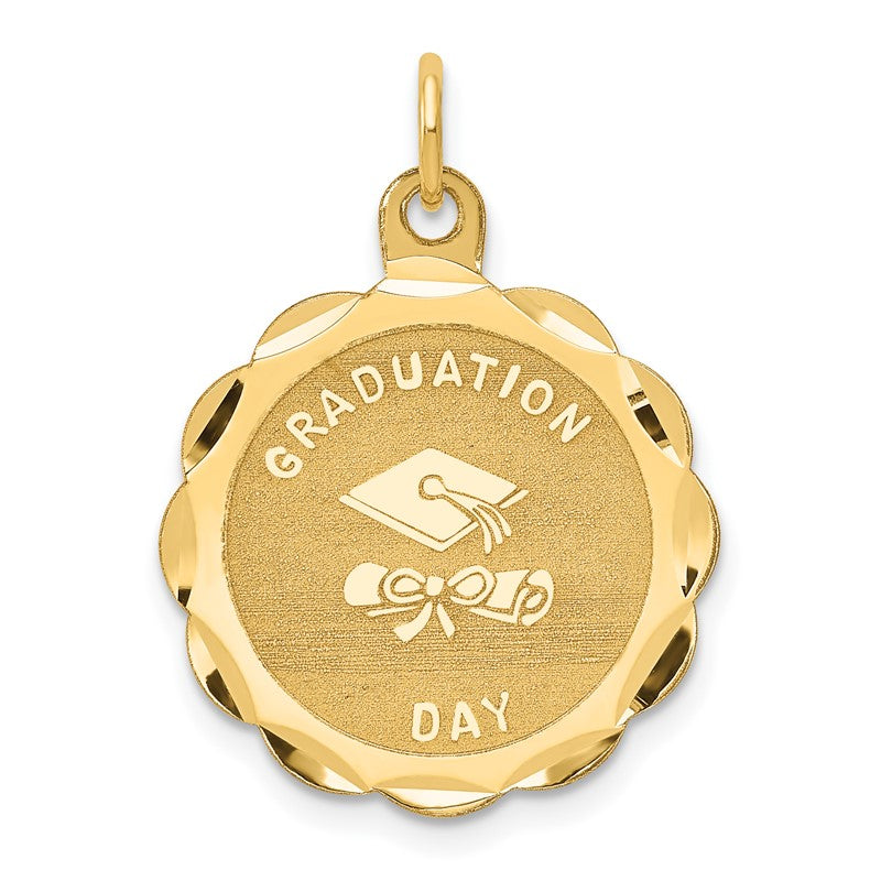 14k GRADUATION DAY with Cap 20mm Engravable Disc Charm XAC36