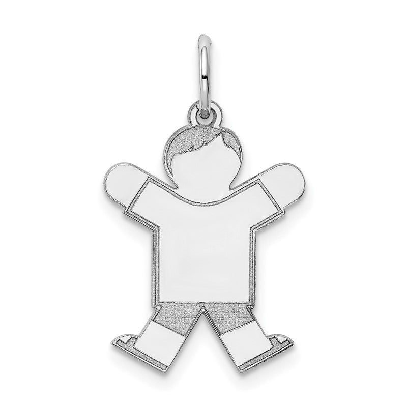 14k White Gold The Kids Small Boy with Haircut Engravable Joy Charm XK1113W
