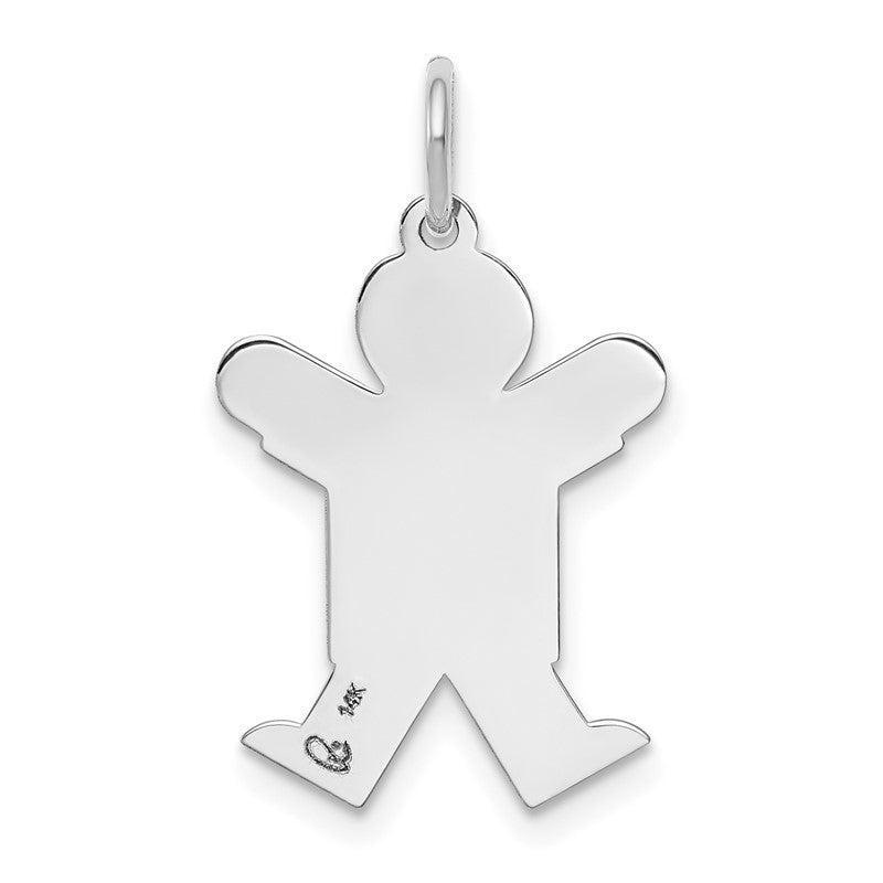 14k White Gold The Kids Small Boy with Haircut Engravable Joy Charm XK1113W