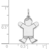 14k White Gold The Kids Small Boy with Haircut Engravable Joy Charm XK1113W