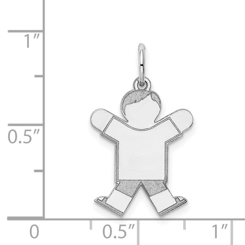 14k White Gold The Kids Small Boy with Haircut Engravable Joy Charm XK1113W