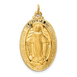 14k Polished and Satin Solid Large Miraculous Medal Oval Pendant XR1755