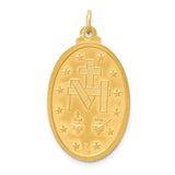 14k Polished and Satin Solid Large Miraculous Medal Oval Pendant XR1755