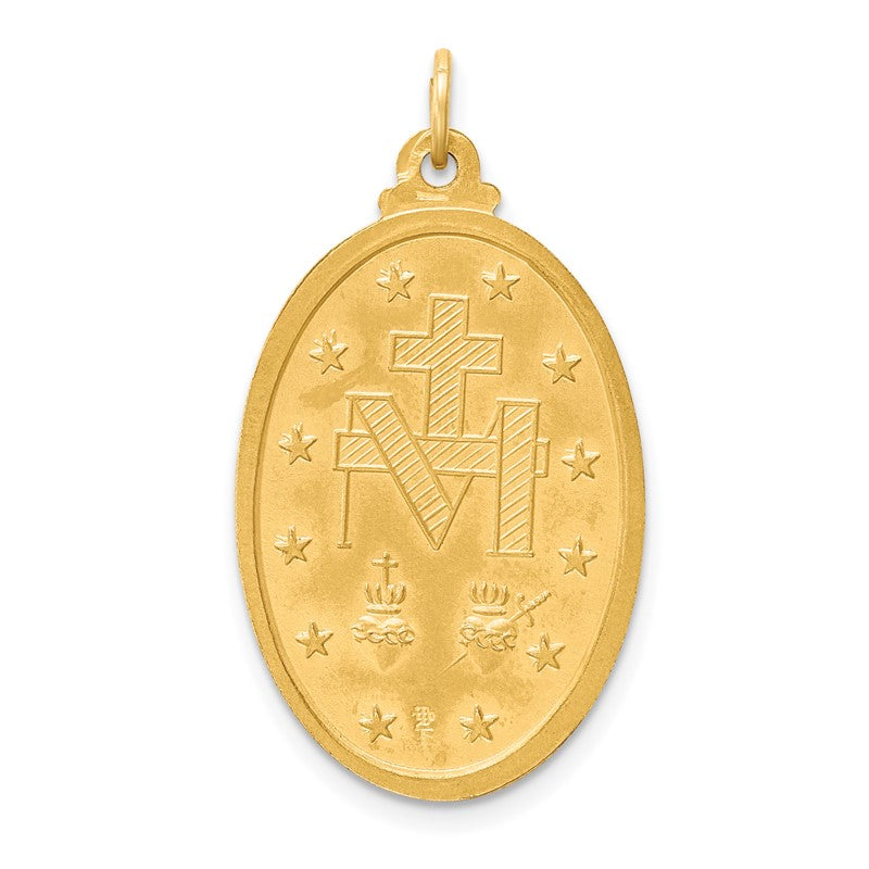 14k Polished and Satin Solid Large Miraculous Medal Oval Pendant XR1755