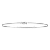 14K White Gold 10 inch 1.4mm Round Open Link Cable with Lobster Clasp Anklet PEN137