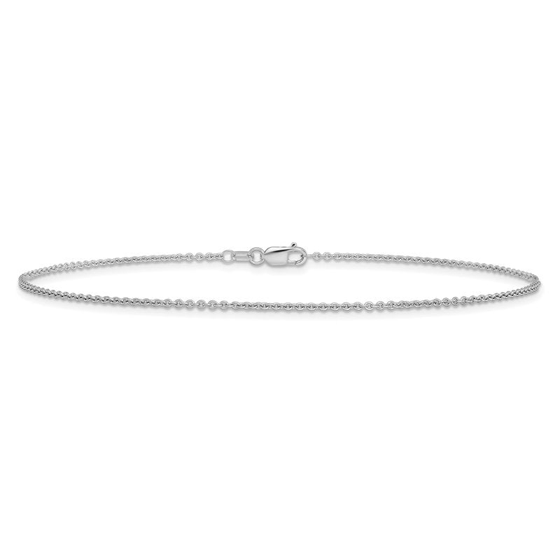 14K White Gold 10 inch 1.4mm Round Open Link Cable with Lobster Clasp Anklet PEN137