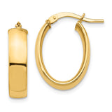 14k 5x20mm High Polished Oval Tube Hoop Earrings TF1406