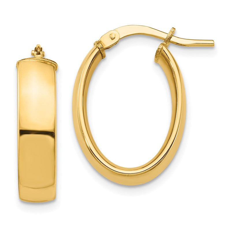 14k 5x20mm High Polished Oval Tube Hoop Earrings TF1406